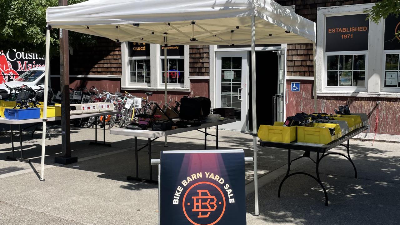 Yard Sale Sign Outside of the Bike Barn