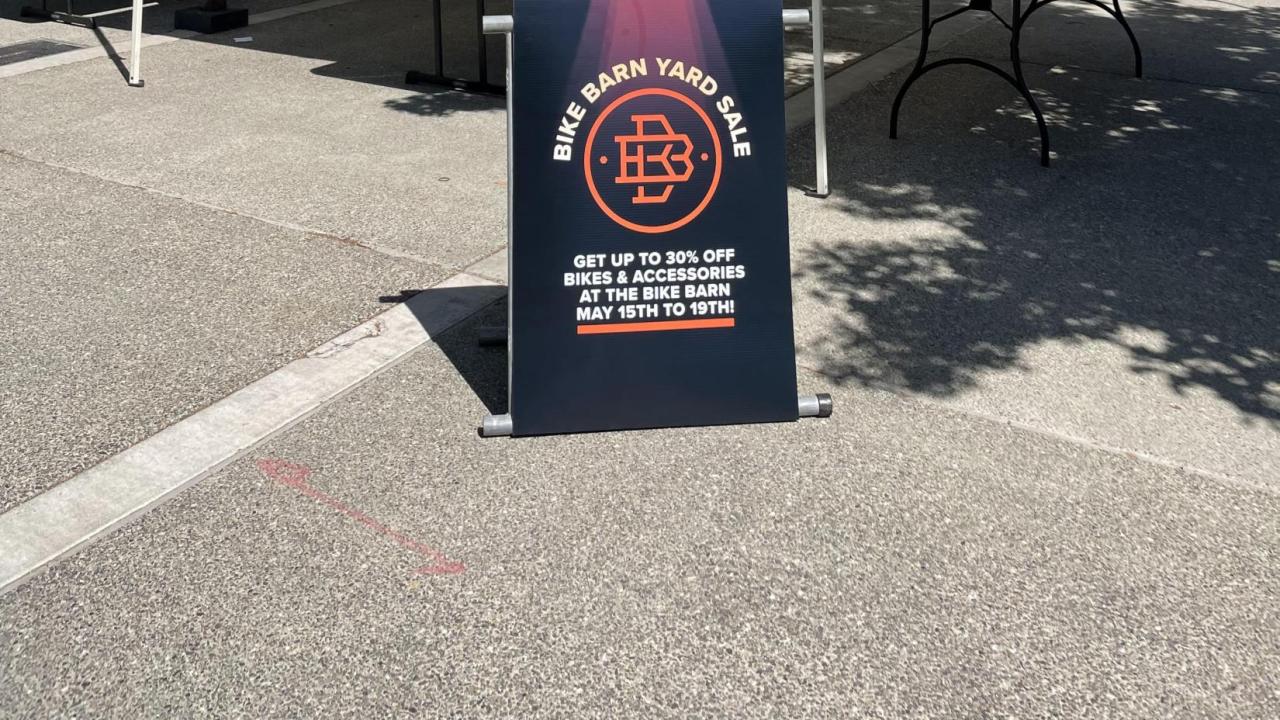 Yard Sale Sign Outside of the Bike Barn