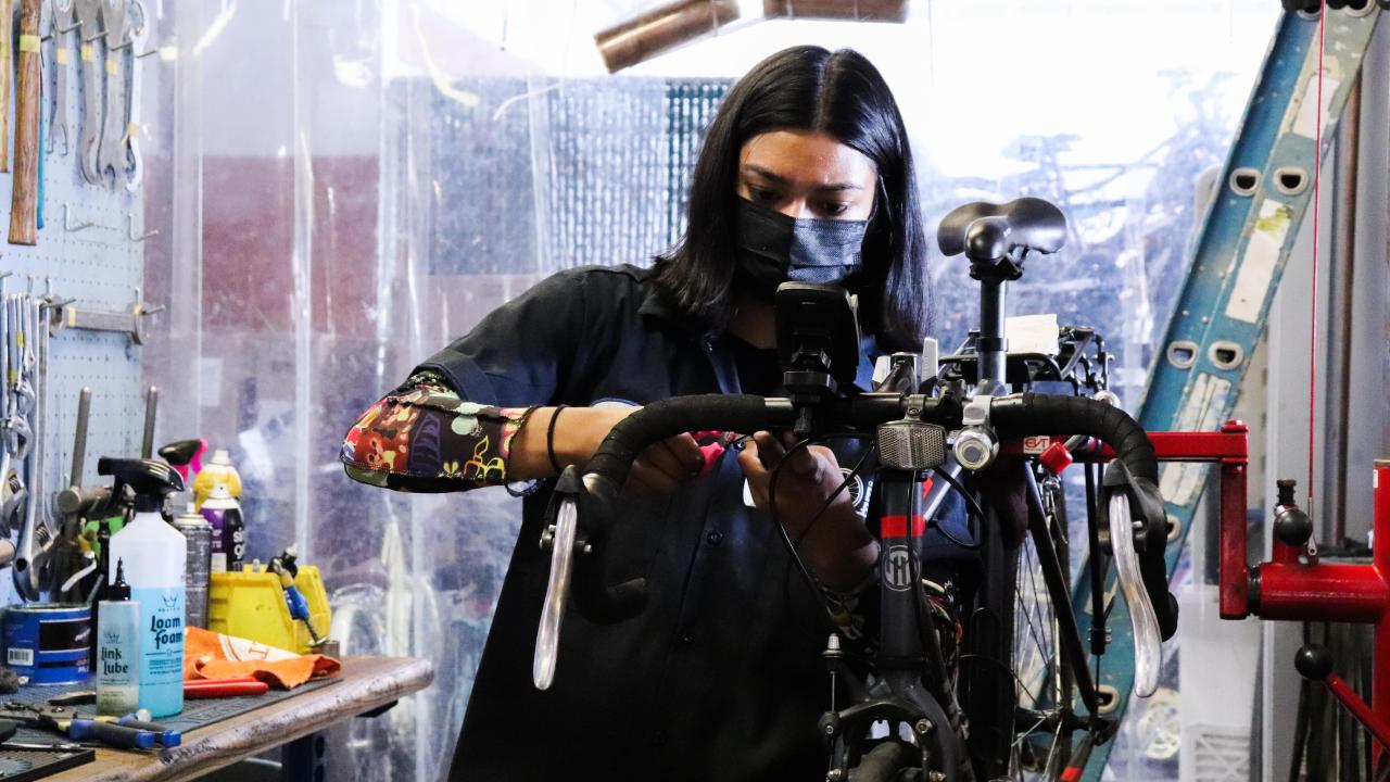 Bike Barn Mechanic Installing Bar Tape