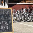 Front of Bike Barn Open Sign